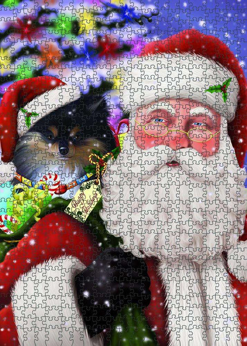 Santa Carrying Pomeranian Dog and Christmas Presents Puzzle with Photo Tin PUZL83172