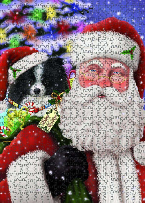 Santa Carrying Pomeranian Dog and Christmas Presents Puzzle with Photo Tin PUZL83176