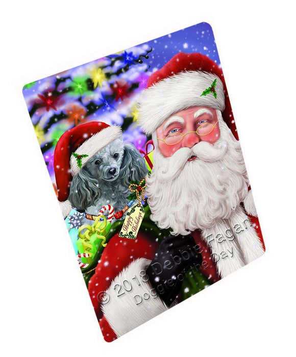Santa Carrying Poodle Dog and Christmas Presents Cutting Board C66468