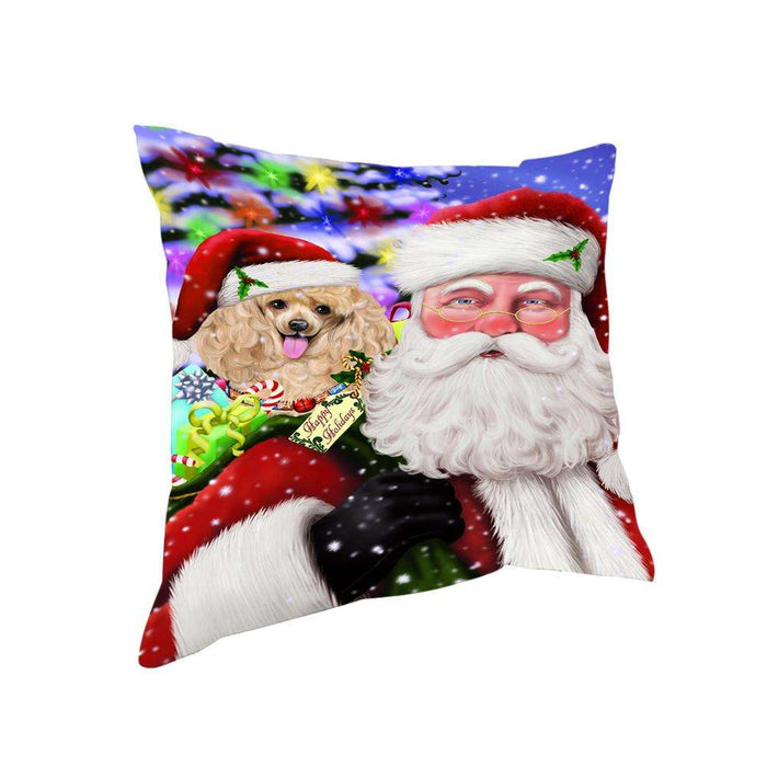 Santa Carrying Poodle Dog and Christmas Presents Pillow PIL72652