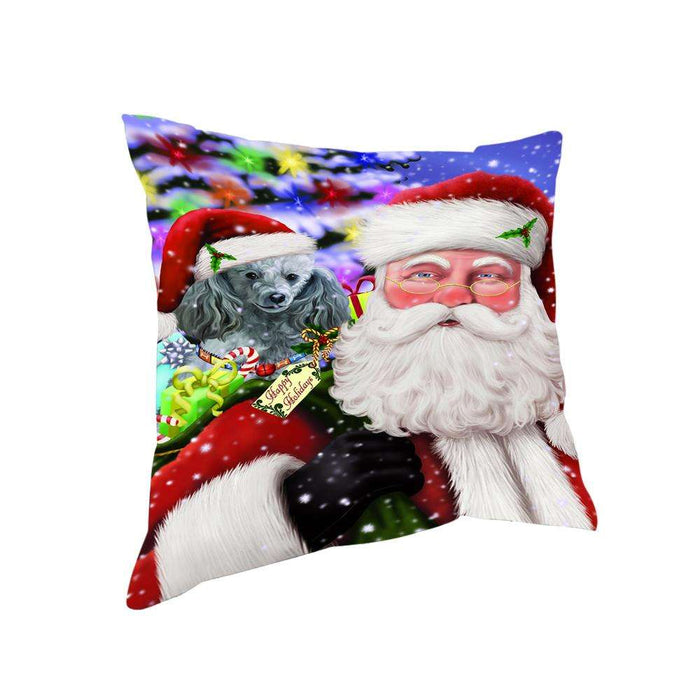 Santa Carrying Poodle Dog and Christmas Presents Pillow PIL72656