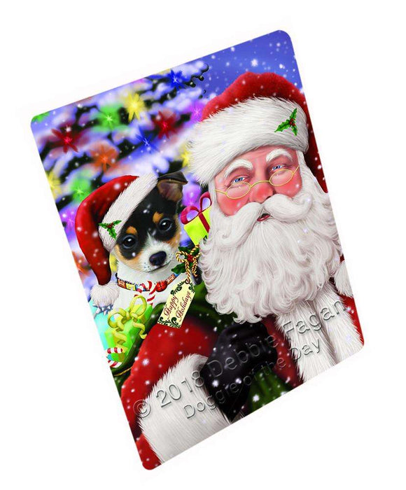 Santa Carrying Rat Terrier Dog and Christmas Presents Cutting Board C66474