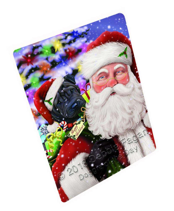 Santa Carrying Shar Pei Dog and Christmas Presents Blanket BLNKT103467