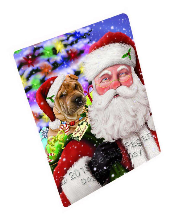 Santa Carrying Shar Pei Dog and Christmas Presents Cutting Board C66483