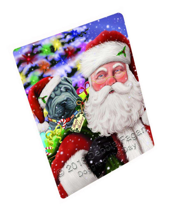 Santa Carrying Shar Pei Dog and Christmas Presents Cutting Board C66489