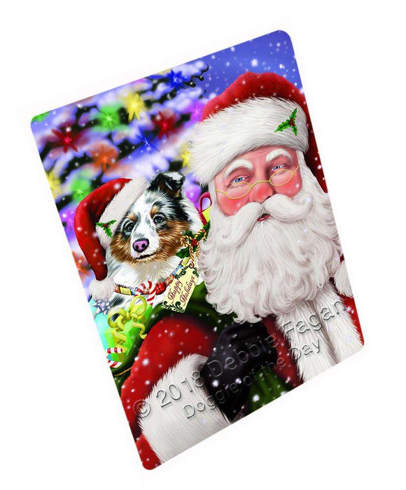 Santa Carrying Shetland Sheepdog and Christmas Presents Blanket BLNKT103485