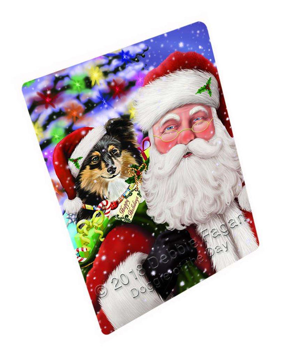 Santa Carrying Shetland Sheepdog and Christmas Presents Blanket BLNKT103494