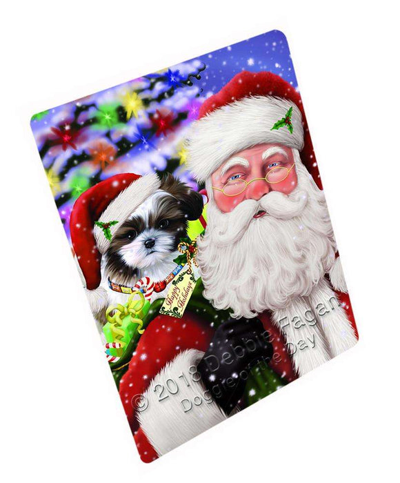 Santa Carrying Shih Tzu Dog and Christmas Presents Blanket BLNKT103521