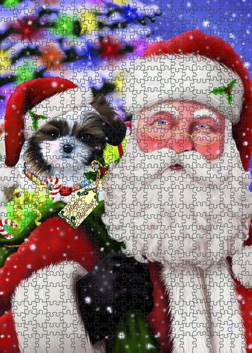 Santa Carrying Shih Tzu Dog and Christmas Presents Puzzle  PUZL83236