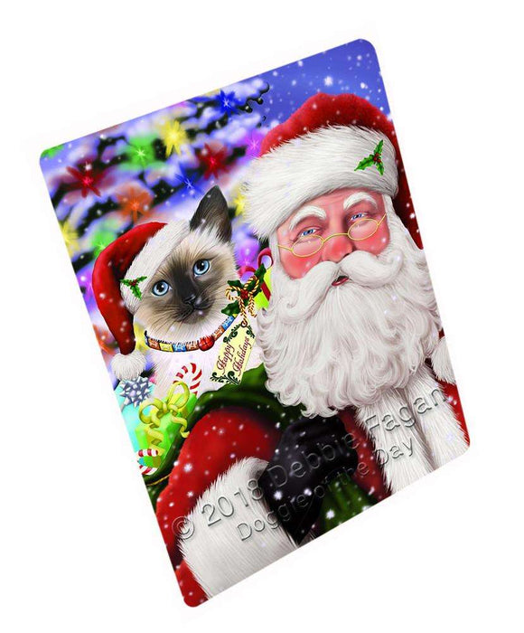 Santa Carrying Siamese Cat and Christmas Presents Cutting Board C65550