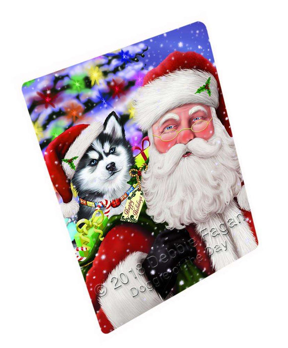 Santa Carrying Siberian Husky Dog and Christmas Presents Blanket BLNKT103548