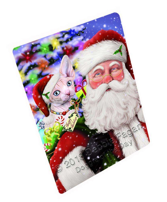Santa Carrying Sphynx Cat and Christmas Presents Cutting Board C65553