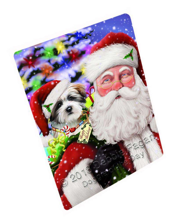 Santa Carrying Tibetan Terrier Dog and Christmas Presents Cutting Board C66519