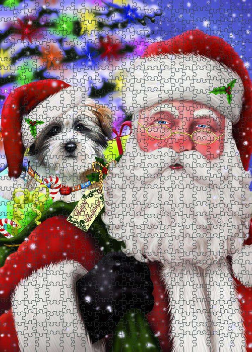 Santa Carrying Tibetan Terrier Dog and Christmas Presents Puzzle with Photo Tin PUZL83256
