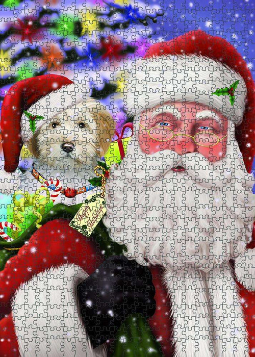 Santa Carrying Tibetan Terrier Dog and Christmas Presents Puzzle with Photo Tin PUZL83260