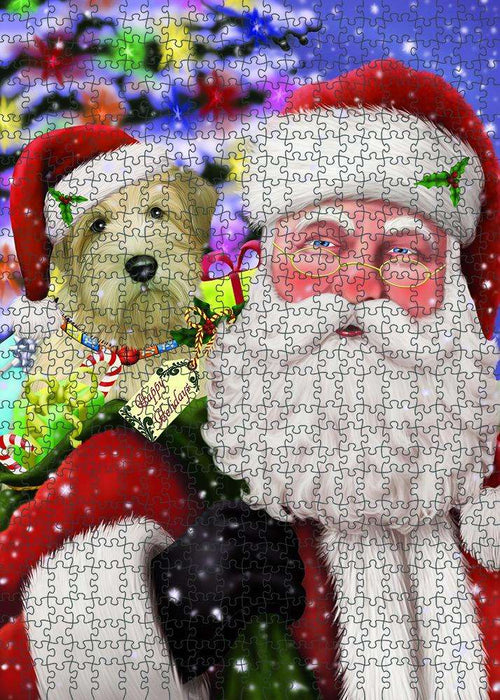 Santa Carrying Wheaten Terrier Dog and Christmas Presents Puzzle with Photo Tin PUZL81992