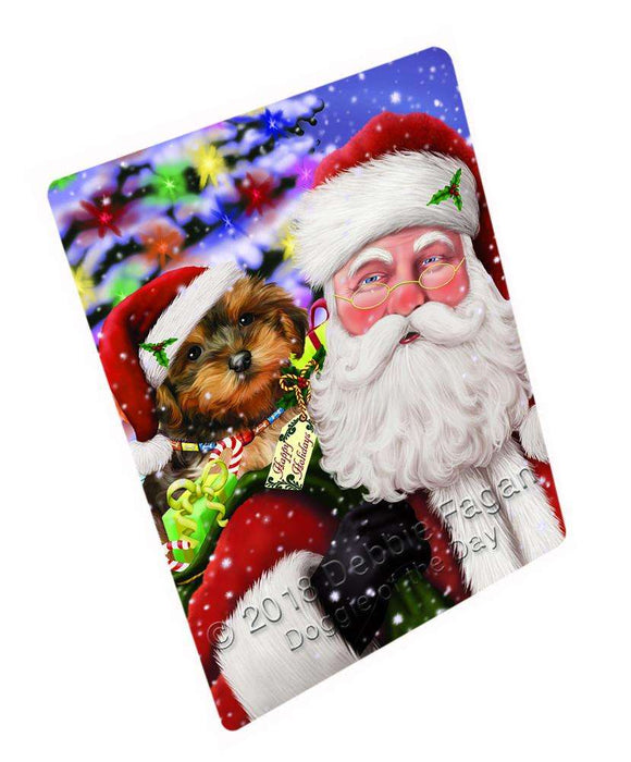 Santa Carrying Yorkipoo Dog and Christmas Presents Blanket BLNKT100767