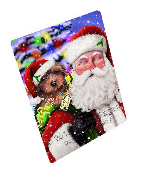 Santa Carrying Yorkipoo Dog and Christmas Presents Blanket BLNKT100776