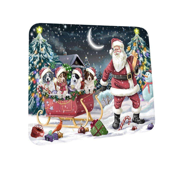 Santa Sled Dogs Border Collie Christmas Coasters CST361 (Set of 4)
