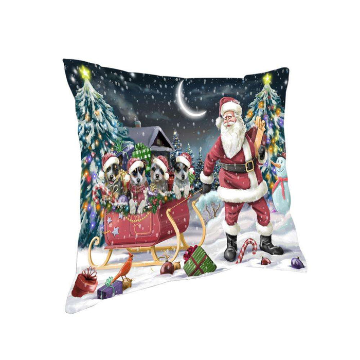 Santa Sled Dogs Christmas Happy Holidays Blue Heelers Dog Pillow PIL63228
