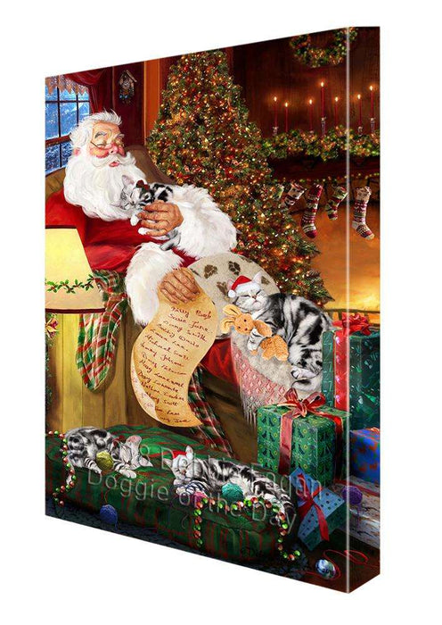 Santa Sleeping with American Shorthair Cats Christmas Canvas Print Wall Art Décor CVS93158
