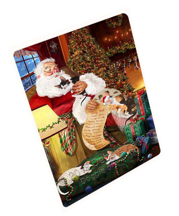 Santa Sleeping With Cornish Rex Cats Christmas Magnet Mini (3.5" x 2") MAG62886