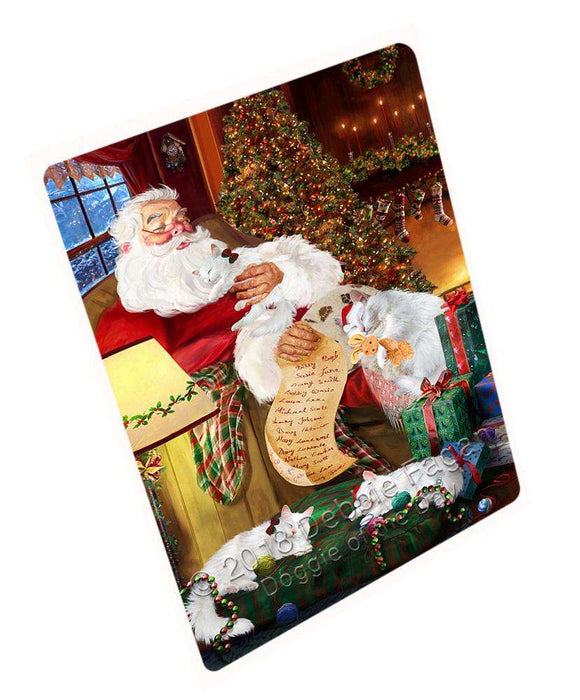 Santa Sleeping With Turkish Angora Cats Christmas Magnet Mini (3.5" x 2") MAG62916