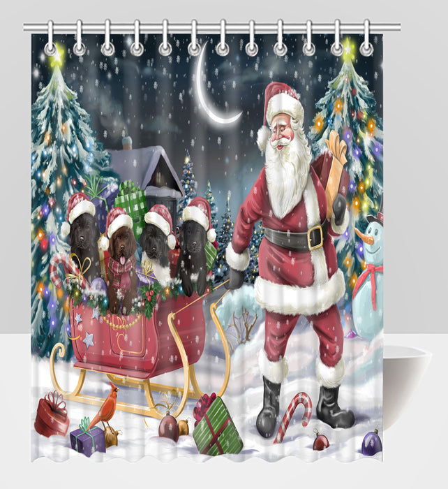 Santa Sled Dogs Christmas Happy Holidays Newfoundland Dogs Shower Curtain