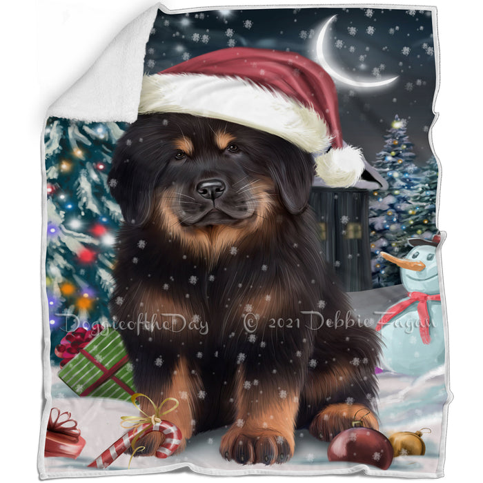 Have a Holly Jolly Christmas Happy Holidays Tibetan Mastiff Dog Blanket BLNKT105654