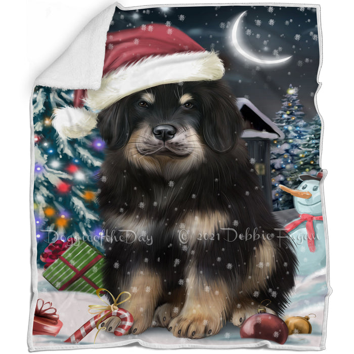 Have a Holly Jolly Christmas Happy Holidays Tibetan Mastiff Dog Blanket BLNKT105663