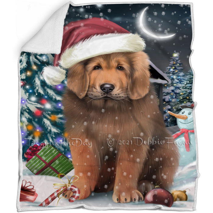 Have a Holly Jolly Christmas Happy Holidays Tibetan Mastiff Dog Blanket BLNKT105672
