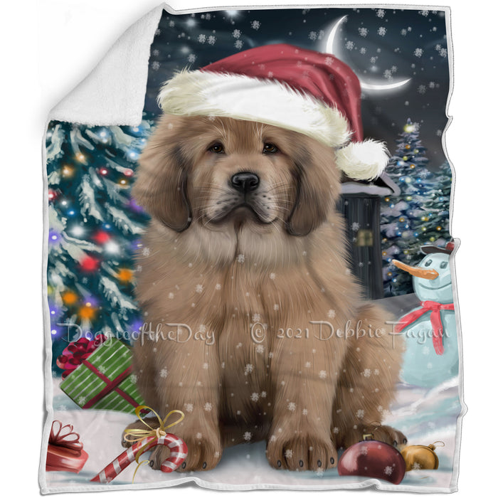 Have a Holly Jolly Christmas Happy Holidays Tibetan Mastiff Dog Blanket BLNKT105681