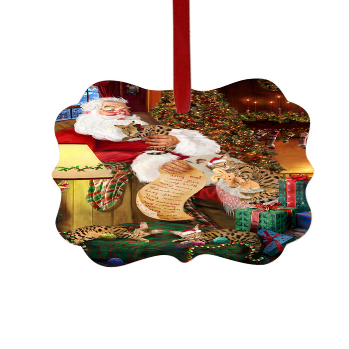 Savannah Cats and Kittens Sleeping with Santa Double-Sided Photo Benelux Christmas Ornament LOR49314