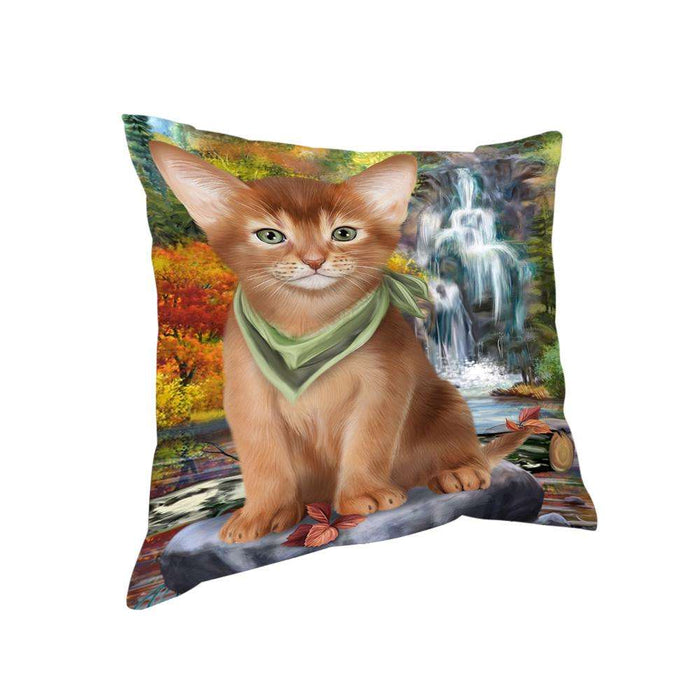 Scenic Waterfall Abyssinian Cat Pillow PIL75772