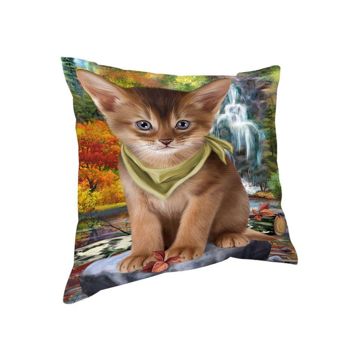 Scenic Waterfall Abyssinian Cat Pillow PIL75776