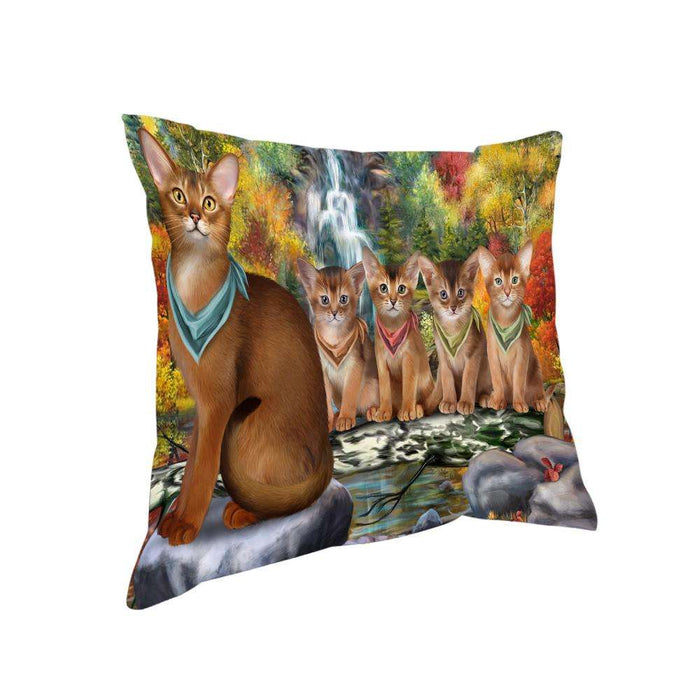 Scenic Waterfall Abyssinian Cats Pillow PIL75768