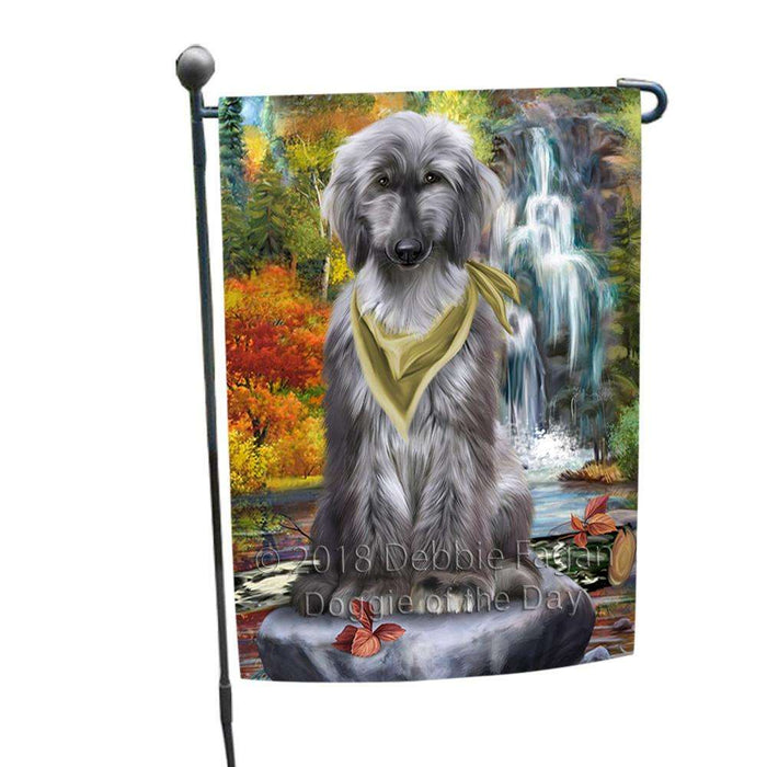 Scenic Waterfall Afghan Hound Dog Garden Flag GFLG49484
