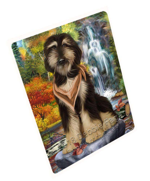 Scenic Waterfall Afghan Hound Dog Large Refrigerator / Dishwasher Magnet RMAG57654