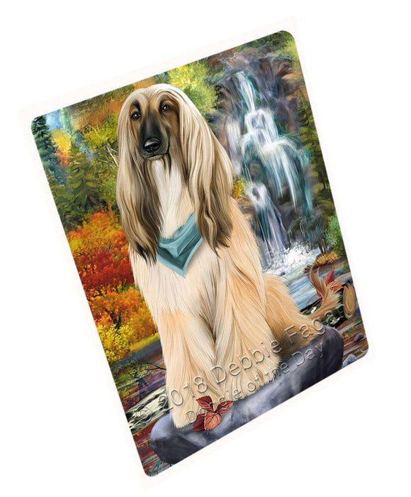 Scenic Waterfall Afghan Hound Dog Large Refrigerator / Dishwasher Magnet RMAG57678