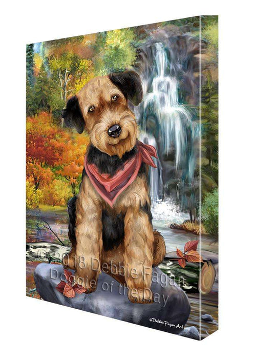 Scenic Waterfall Airedale Terrier Dog Canvas Wall Art CVS67516