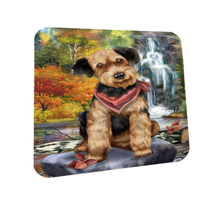Scenic Waterfall Airedale Terrier Dog Coasters Set of 4 CST50103