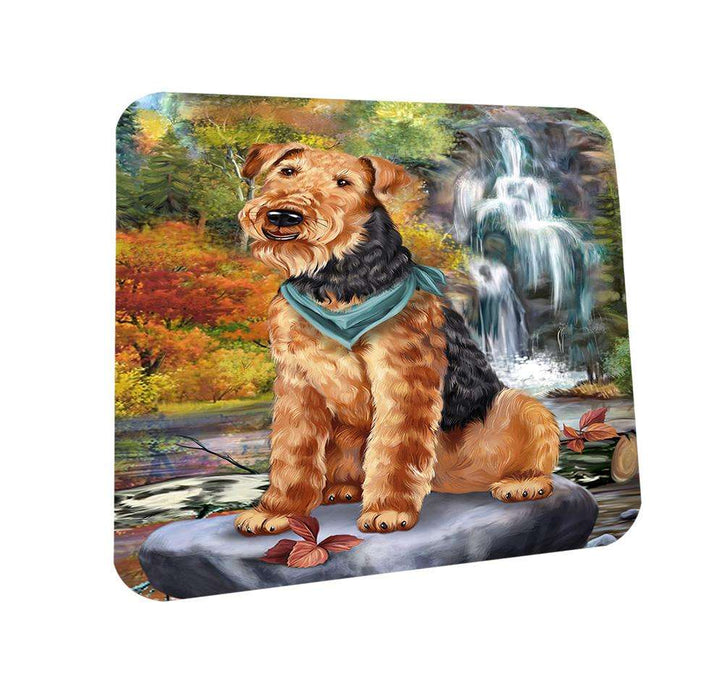 Scenic Waterfall Airedale Terrier Dog Coasters Set of 4 CST50105