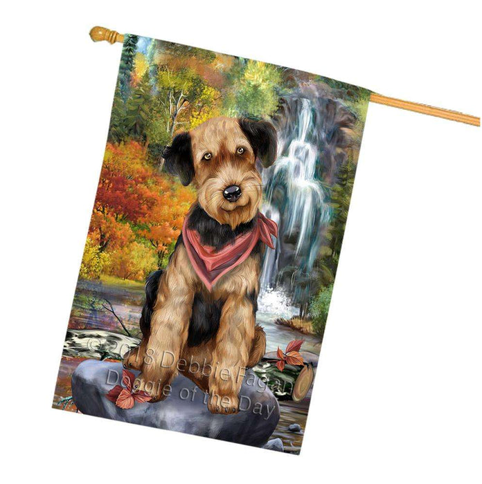 Scenic Waterfall Airedale Terrier Dog House Flag FLG50161