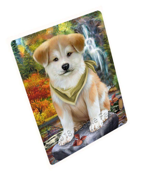 Scenic Waterfall Akita Dog Large Refrigerator / Dishwasher Magnet RMAG57702