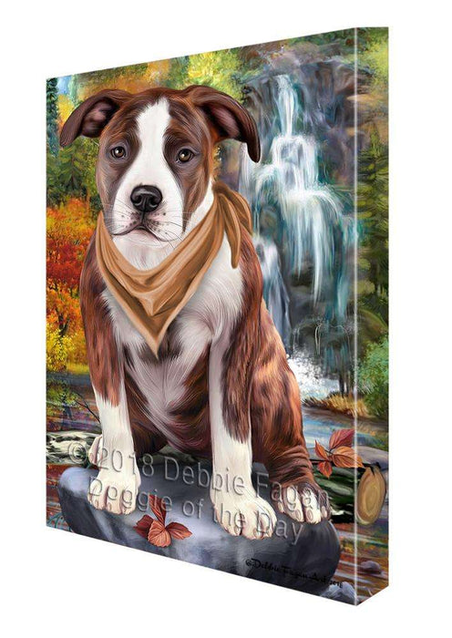 Scenic Waterfall American Staffordshire Terrier Dog Canvas Print Wall Art Décor CVS83501