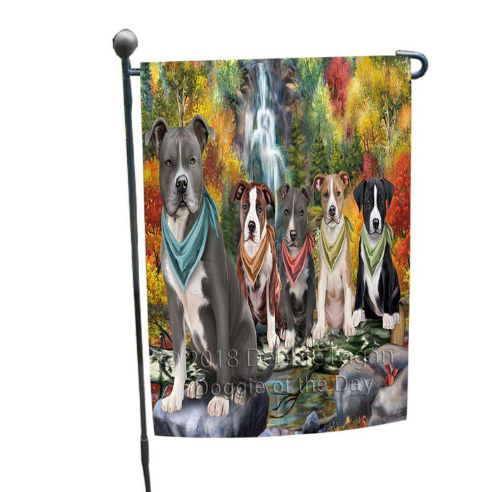 Scenic Waterfall American Staffordshire Terriers Dog Garden Flag GFLG51797