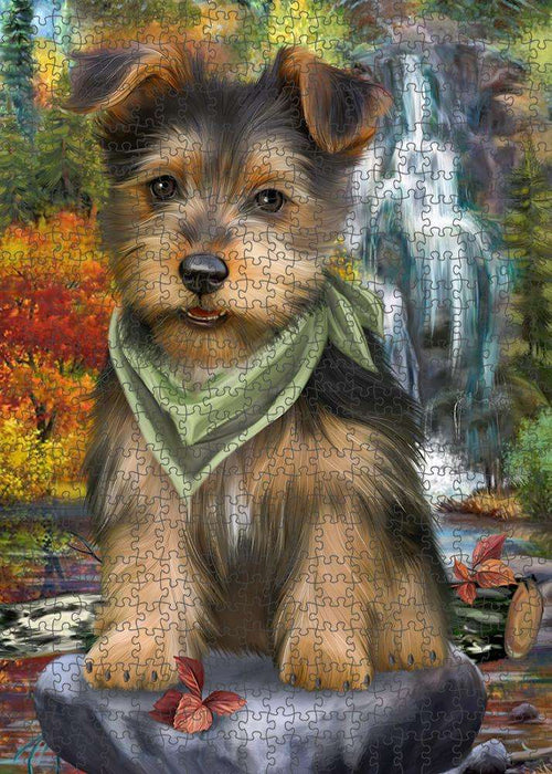 Scenic Waterfall Australian Terrier Dog Puzzle with Photo Tin PUZL54303