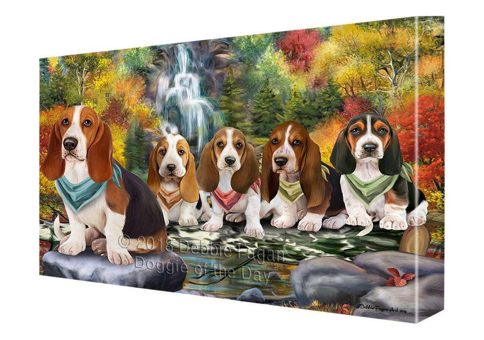 Scenic Waterfall Basset Hounds Dog Canvas Print Wall Art Décor CVS83573