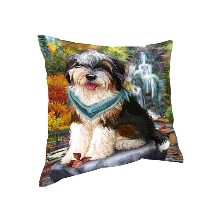 Scenic Waterfall Bernedoodle Dog Pillow PIL54648