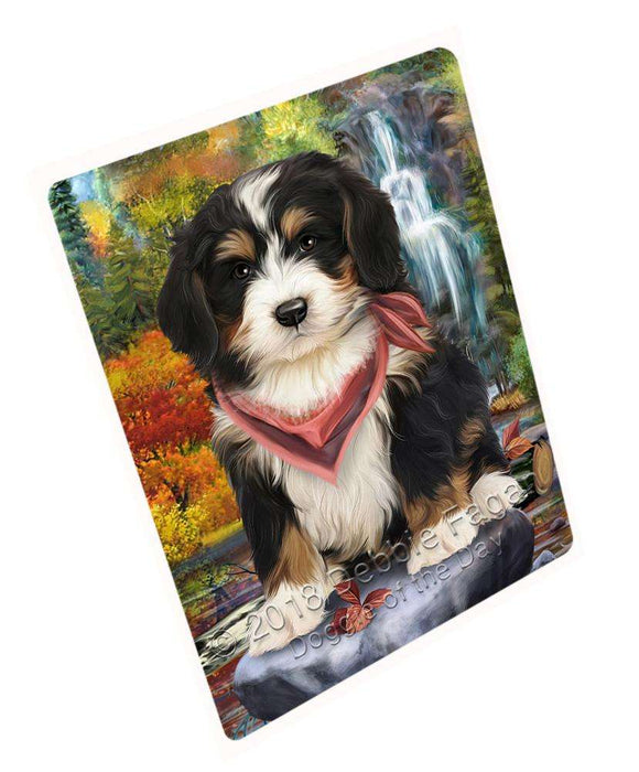 Scenic Waterfall Bernedoodle Dog Tempered Cutting Board C52950